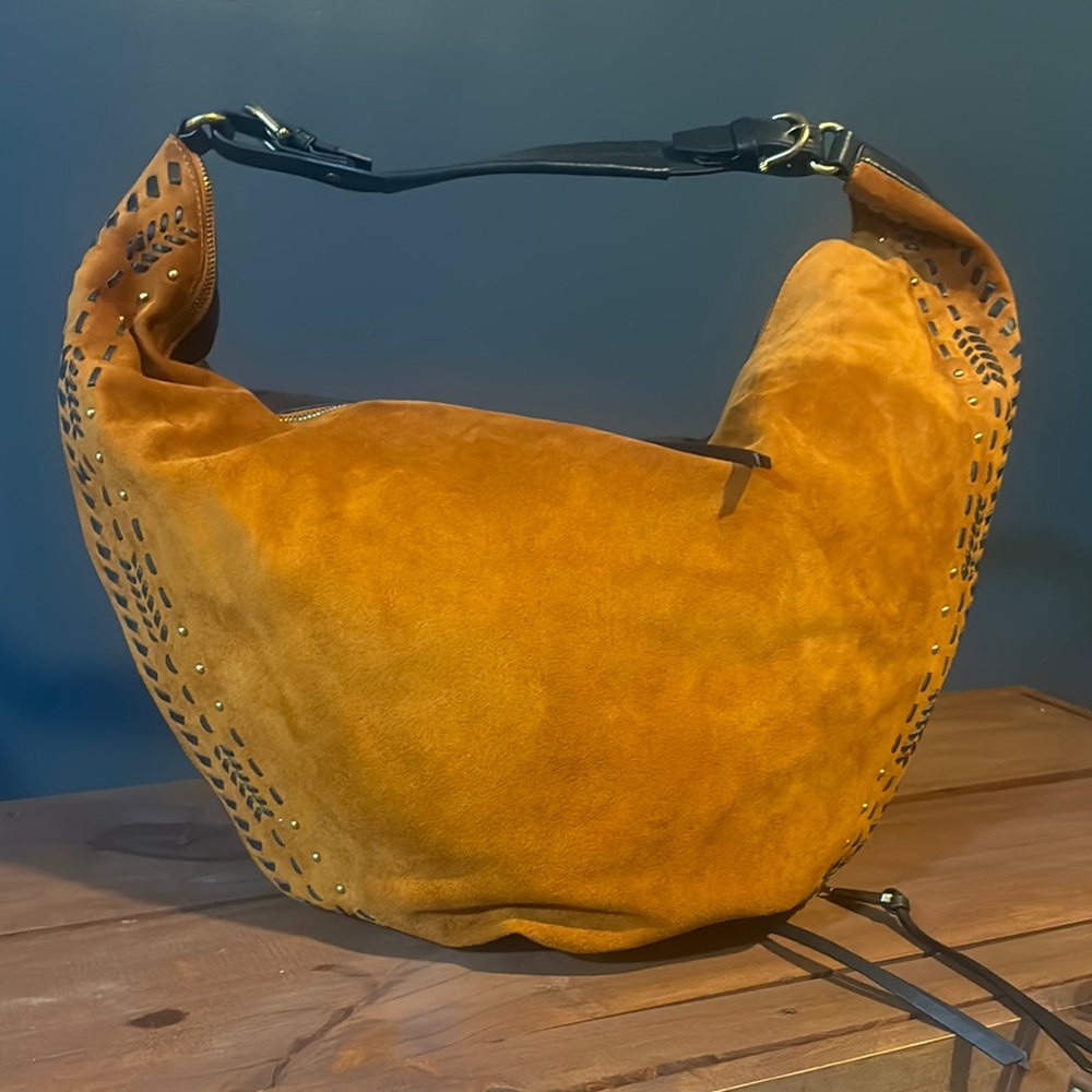 Suede Etienne Aigner Hobo Bag - Mustard